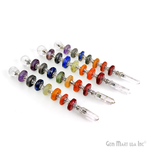 7 Chakra Round Crystal Wand 6-Inch,19mm Tumbled Stones with Crystal Ball for Spiritual Healing, Energy Balancing & Aura Cleansing