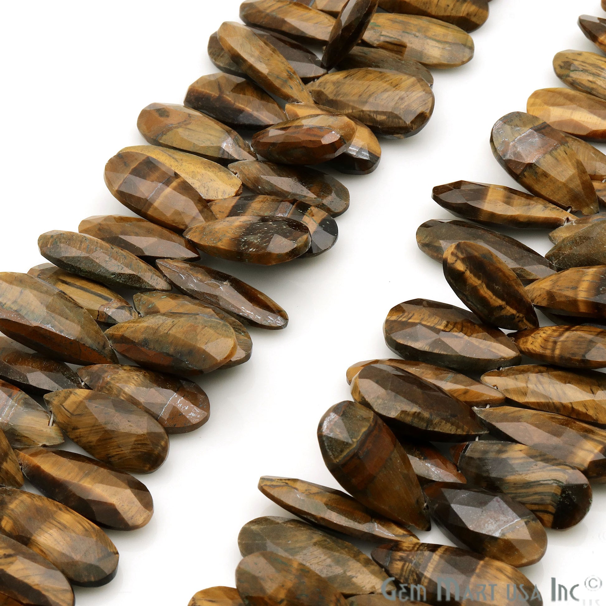 Tiger Eye Pears 24x10mm Crafting Beads Gemstone Briolette Strands 8 Inch - GemMartUSA