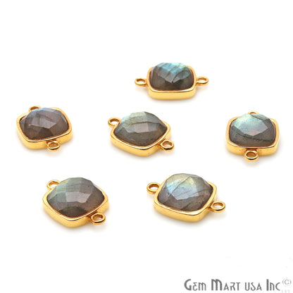 Labradorite Cushion Shape 18x12mm Gold Plated Double Bail Connector - GemMartUSA