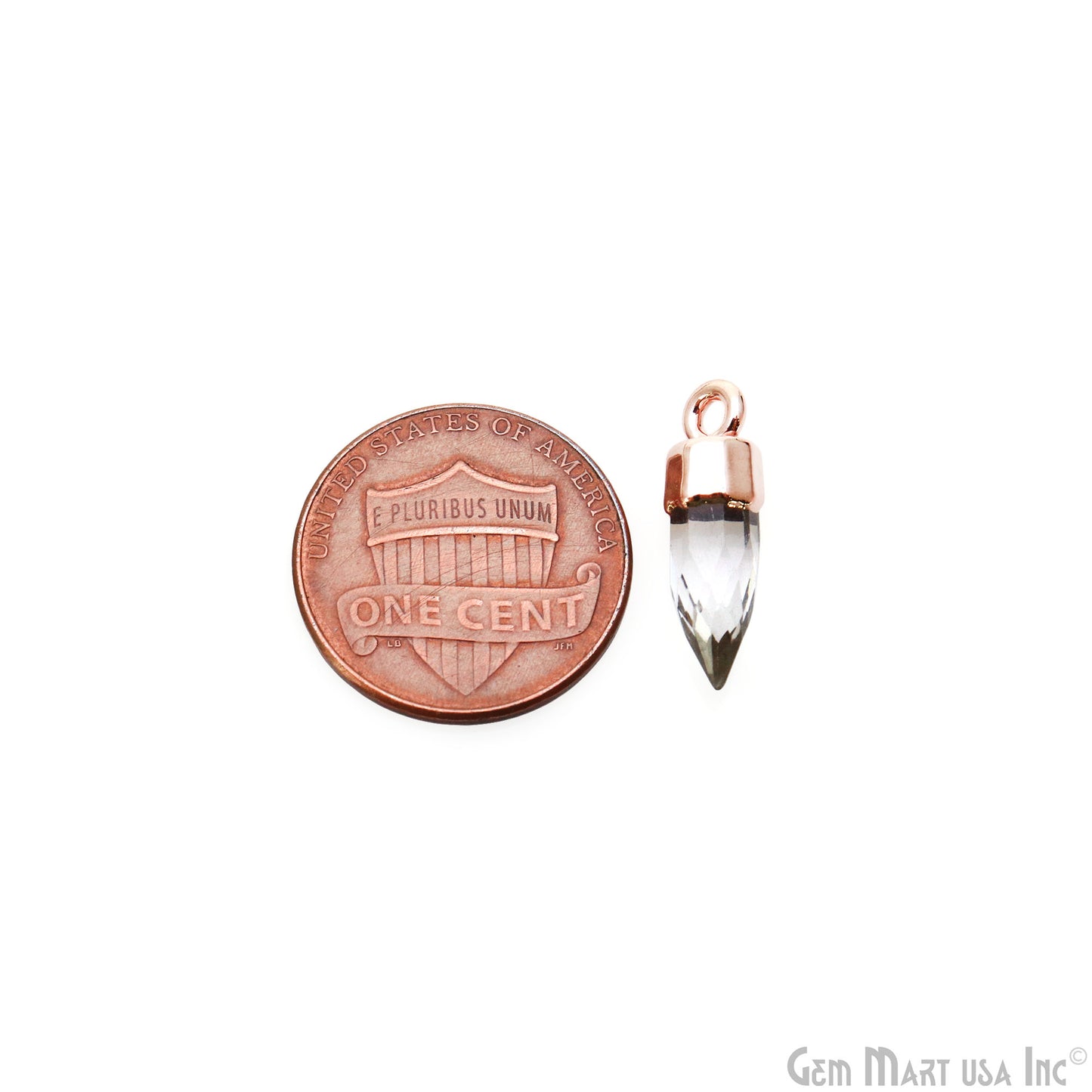 Bullet Shape 17x5mm Rose Gold Electroplated Gemstone Connector