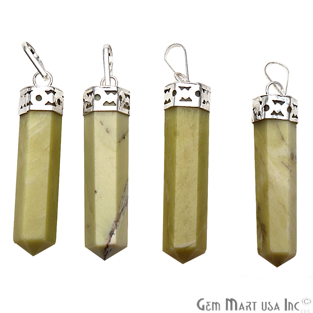 DIY Healing Gemstone Silver Pencil Point Ornate Pendant 1pc (Pick Stone) - GemMartUSA