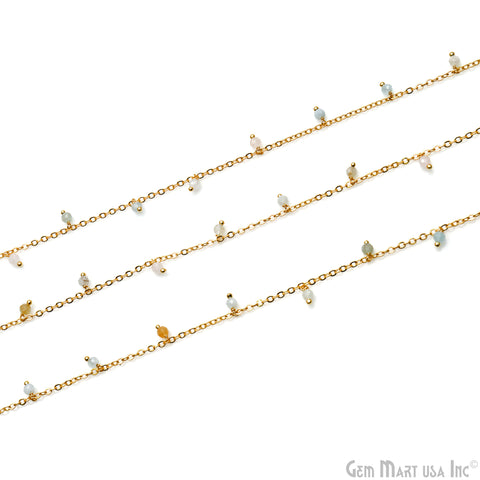 Multi Color Faceted Beads 3-4mm Gold Plated Cluster Dangle Chain