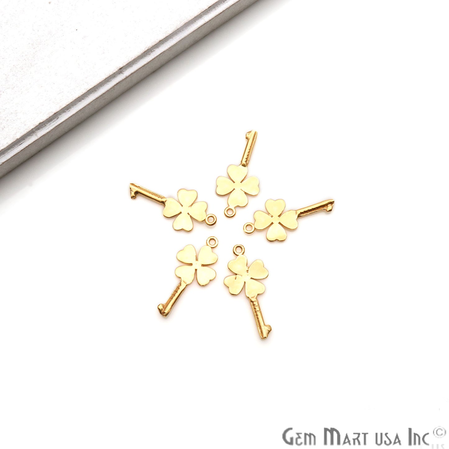 Key Shape 27x12mm Gold Plated Finding Charm, DIY Jewelry - GemMartUSA