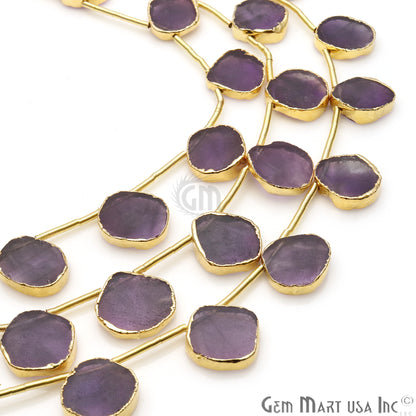 Amethyst Free Form Gold Electroplated 18x15mm Crafting Beads Gemstone 9 Inch Strands - GemMartUSA