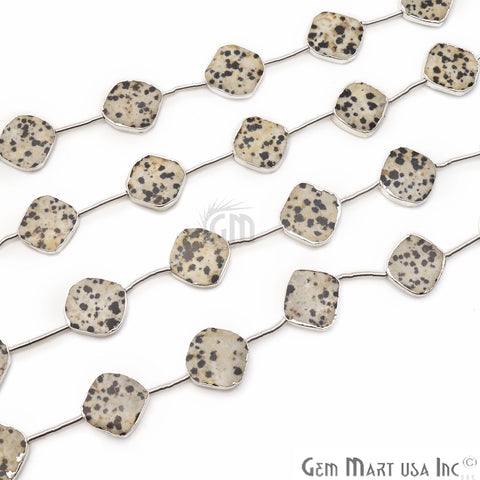 Dalmation Jasper Free Form 18x15mm Silver Edged Crafting Beads Gemstone Strands 9INCH - GemMartUSA