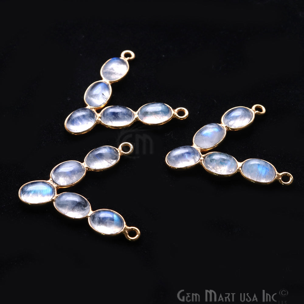 DIY Rainbow Moonstone 24x21mm Double Bail Chandelier Finding Component (Pick Your Metal) - GemMartUSA