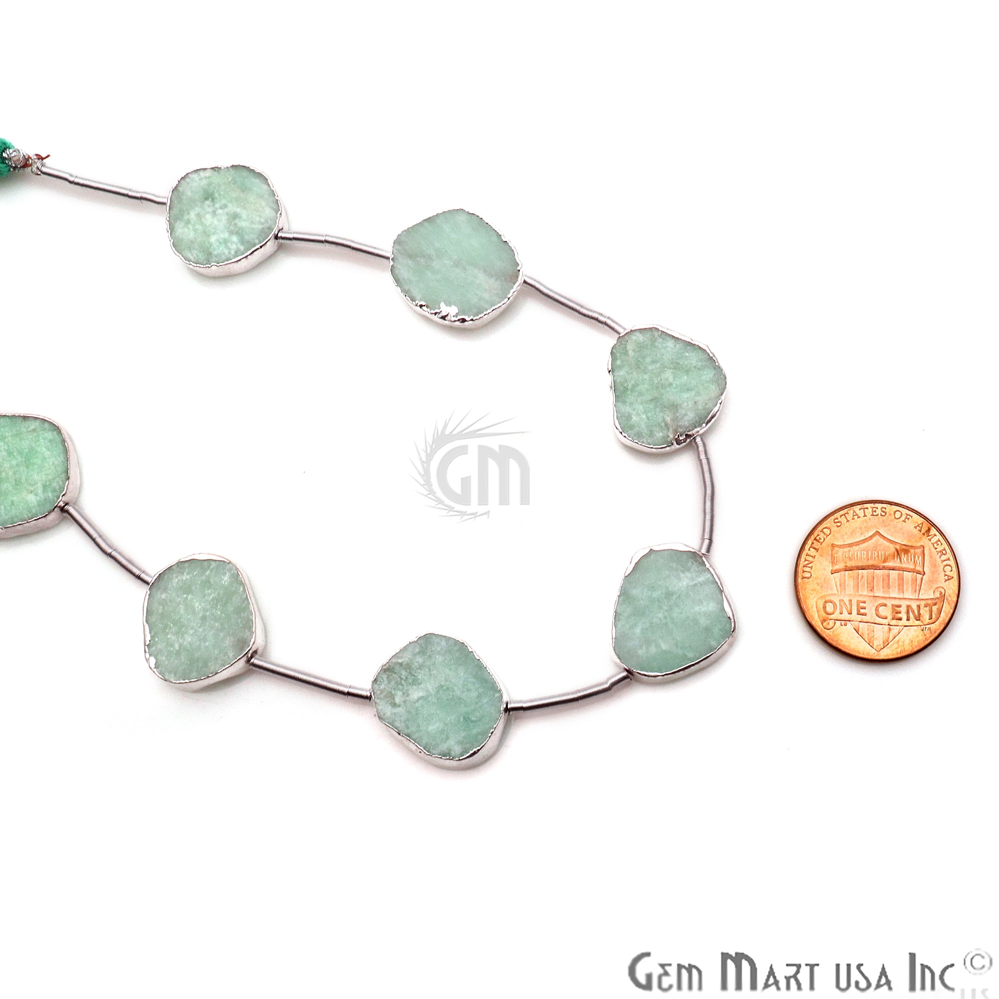 Amazonite Free Form 18x15mm Silver Edged Crafting Beads Gemstone Strands 9INCH - GemMartUSA