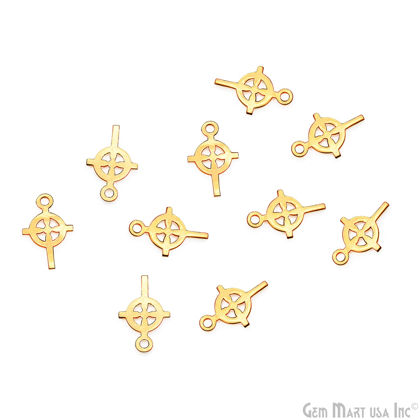 Celtic Cross Shape Laser Finding Gold Plated 18x11mm Charm For Bracelets & Pendants