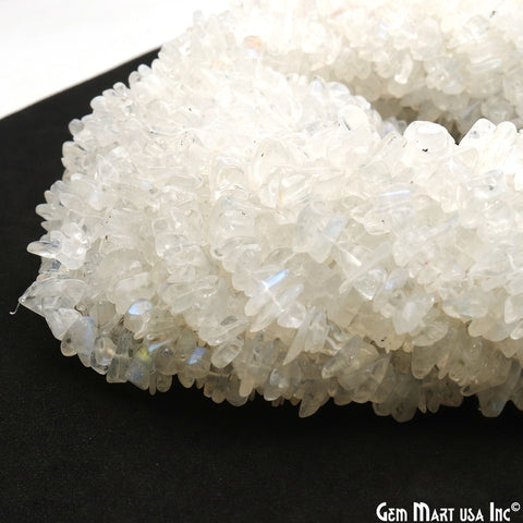 Rainbow Moonstone Chip Beads, 34 Inch, Natural Chip Strands, Drilled Strung Nugget Beads, 3-7mm, Polished, GemMartUSA (CHRM-70003)