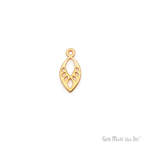 Pears Shape Laser Finding Gold Plated 19.4x9mm Charm For Bracelets & Pendants