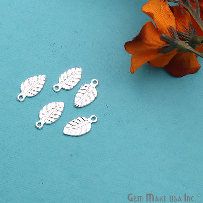 5pc Lot Silver Plated Leaf Shape Filigree Findings Charms - GemMartUSA