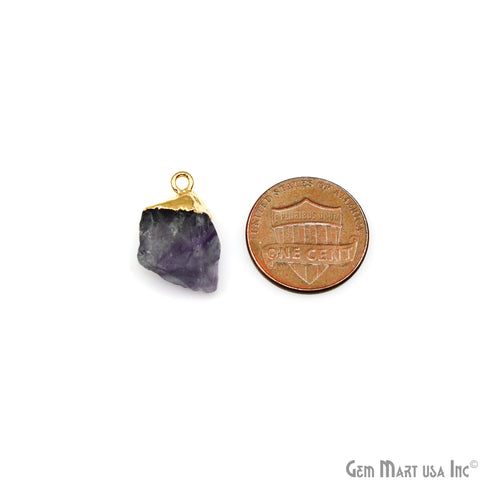Rough Gemstone Necklace Pendant 20x12mm Single Bail Raw Free From Gold Electroplated Gemstone