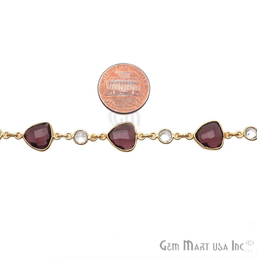 Amethyst & Crystal Gold Plated Bezel Link Continuous Connector Chain - GemMartUSA