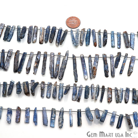 Royal kyanite Gemstone 22x5mm Beaded Handmade Silver Wire Rondelle - GemMartUSA