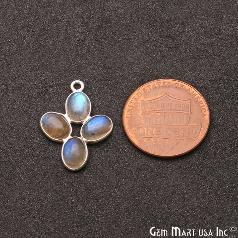 DIY, Labradorite Silver Plated 23X15mm Flower Chandelier Finding Component - GemMartUSA