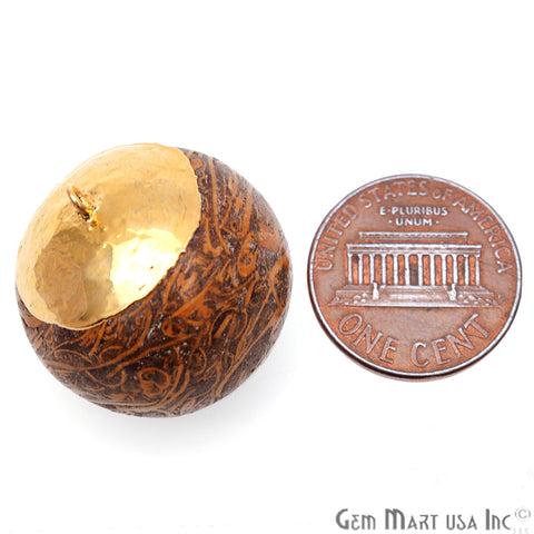 Gemstone Ball 27x30mm Gold Electroplated Single Bail Charm Ball Connector - GemMartUSA