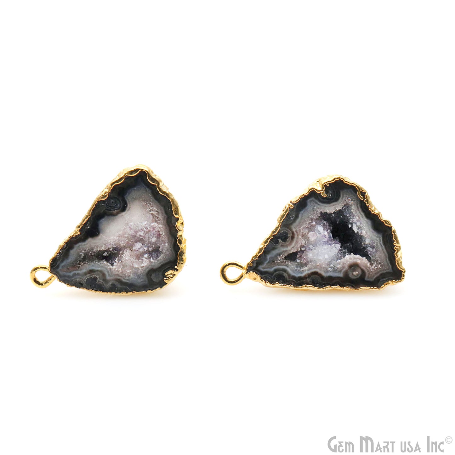 DIY Geode Druzy 26x18mm Gold Electroplated Loop Connector Studs Earrings