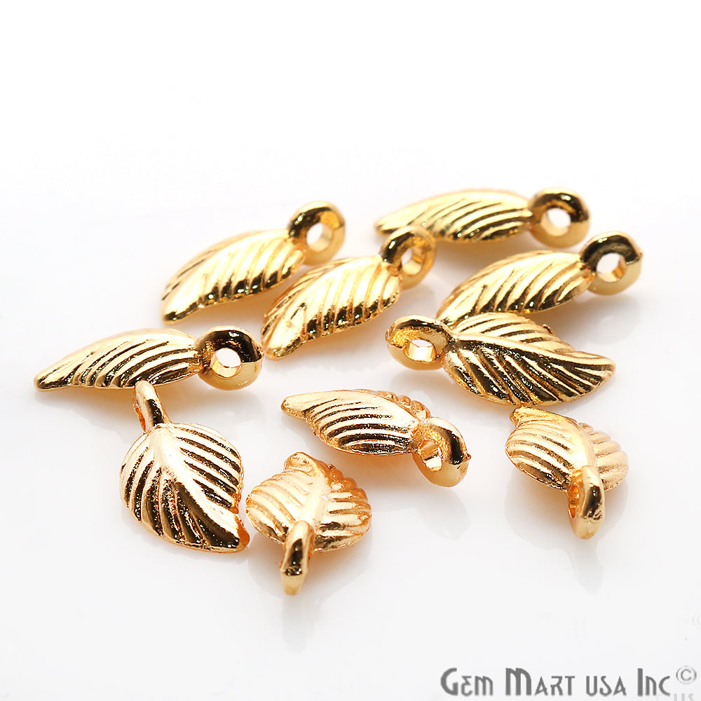 5pc Lot Leaf Shape Gold Plated 15x8mm Filigree Finding Charm Connector - GemMartUSA