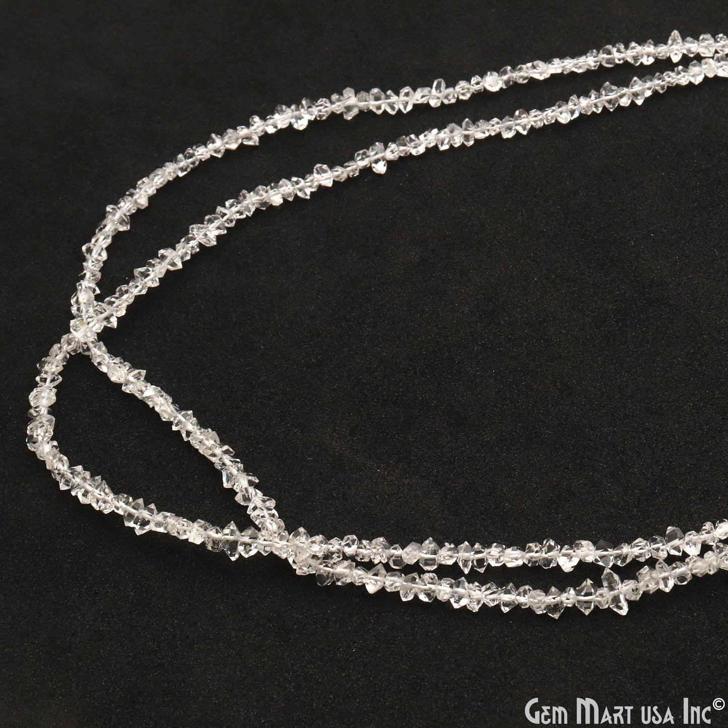 Herkimer Diamond Rough Beads, 16 Inch Gemstone Strands, Drilled Strung Briolette Beads, Free Form, 3-5mm