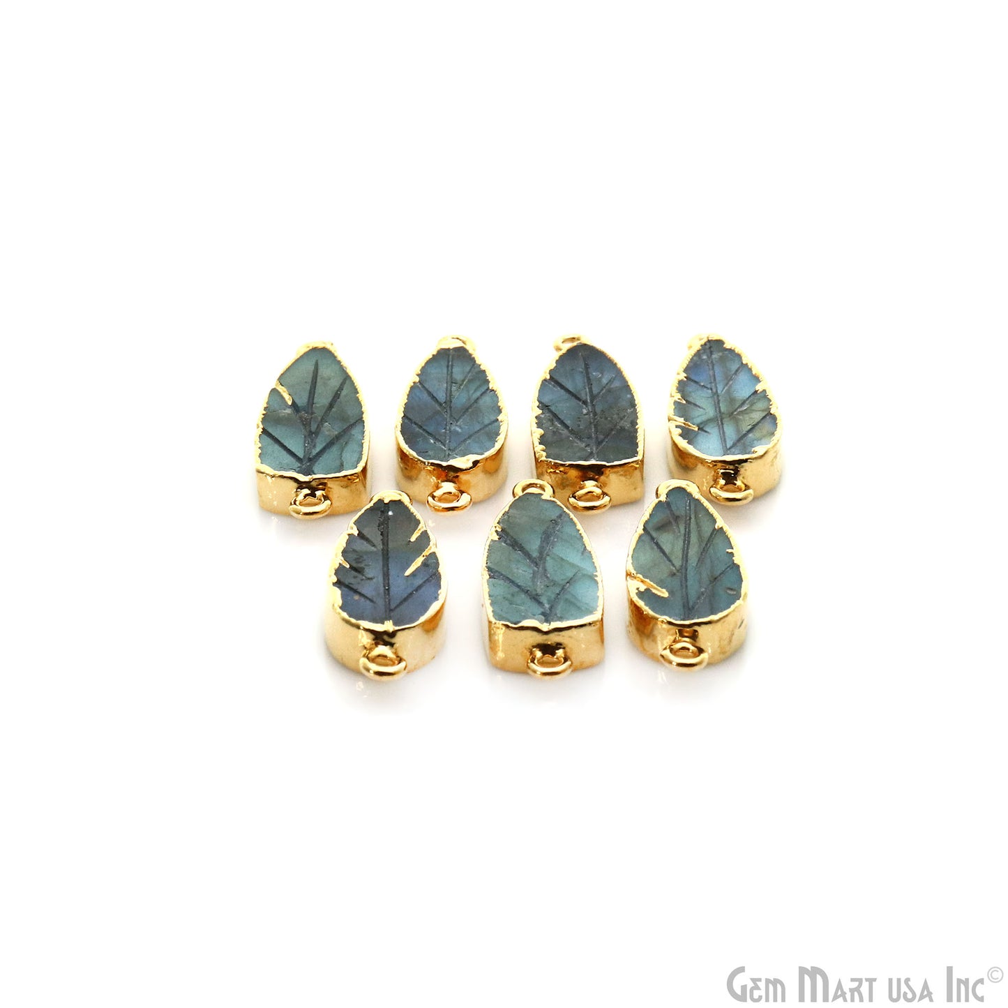 Flashy Labradorite 33x11mm Cabochon Pears Double Bail Gold Electroplated Gemstone Connector