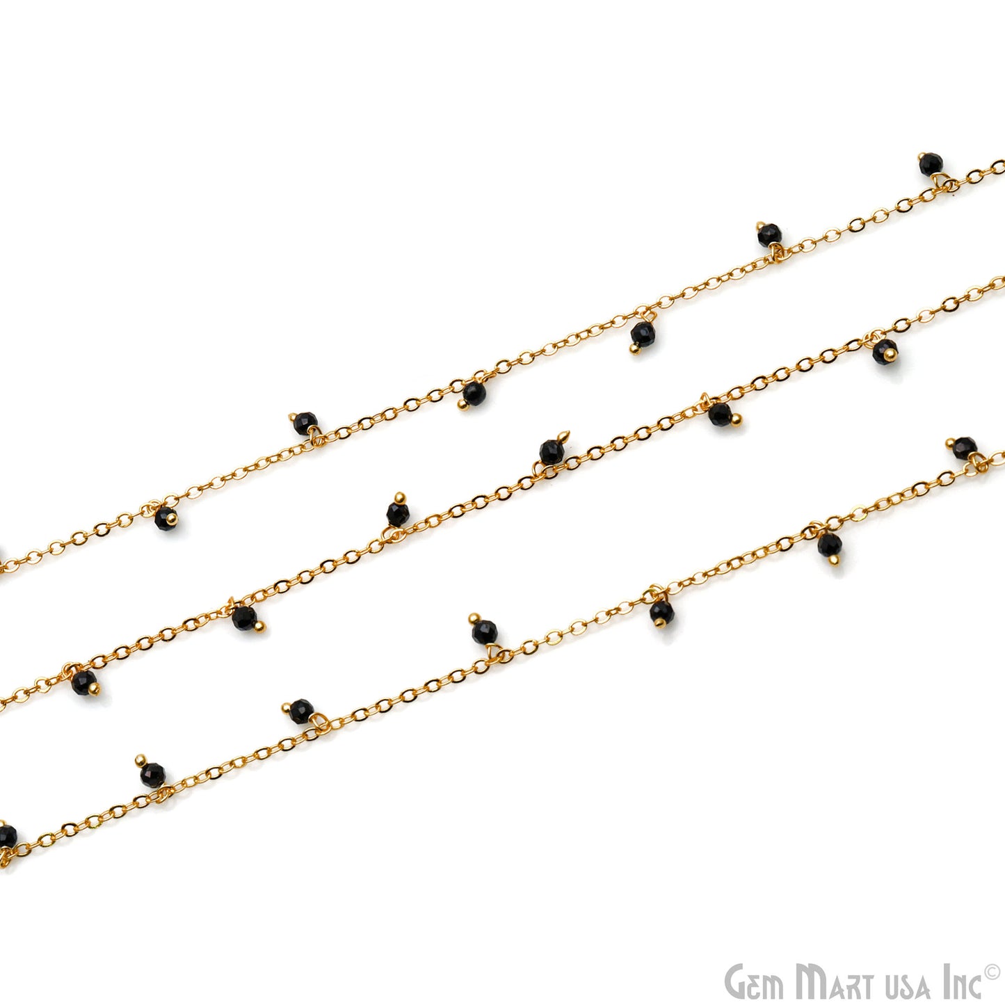 Black Spinel Faceted Beads 3-4mm Gold Plated Cluster Dangle Chain