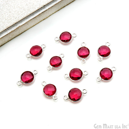 Round 8mm Double Bail Silver Plated Gemstone Connectors