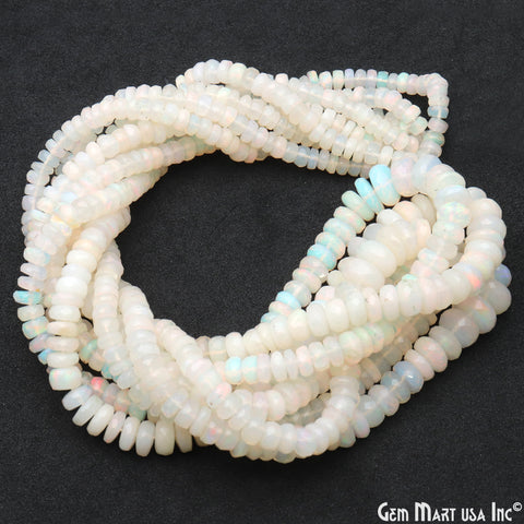 Opal Rondelle Beads, 13 Inch Gemstone Strands, Drilled Strung Nugget Beads, Faceted Round, 4-5mm