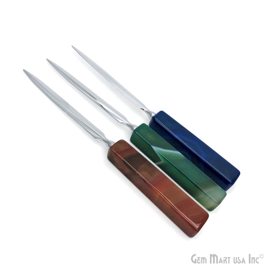 Letter Mail Opener in Natural Colors of Agate , Paper Cutter, Envelope Slitter, Craft Knife