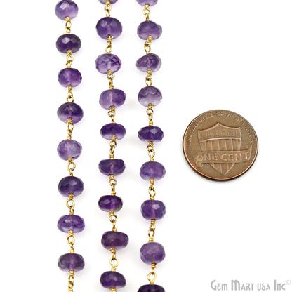 Amethyst Beads Gold Plated Wire Wrapped Rosary Chains