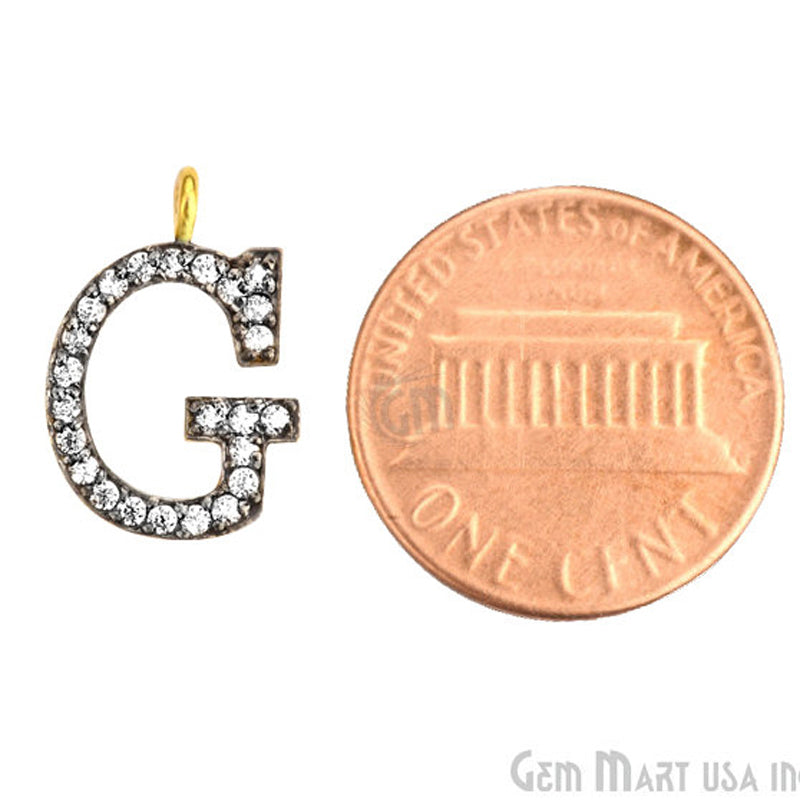 G' Alphabet Charm CZ Pave Gold Vermeil Charm for Bracelet & Pendants - GemMartUSA