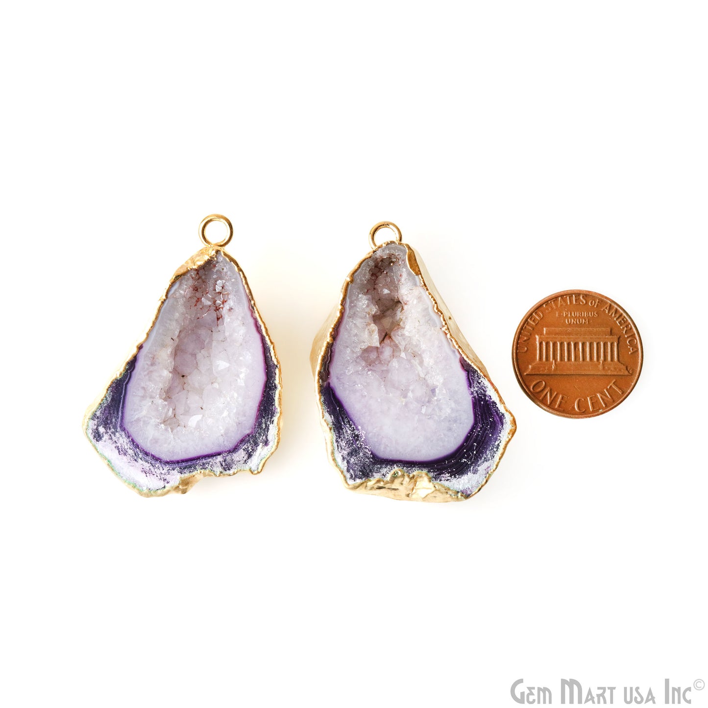 Geode Druzy 41x26mm Organic Gold Electroplated Single Bail Gemstone Earring Connector 1 Pair