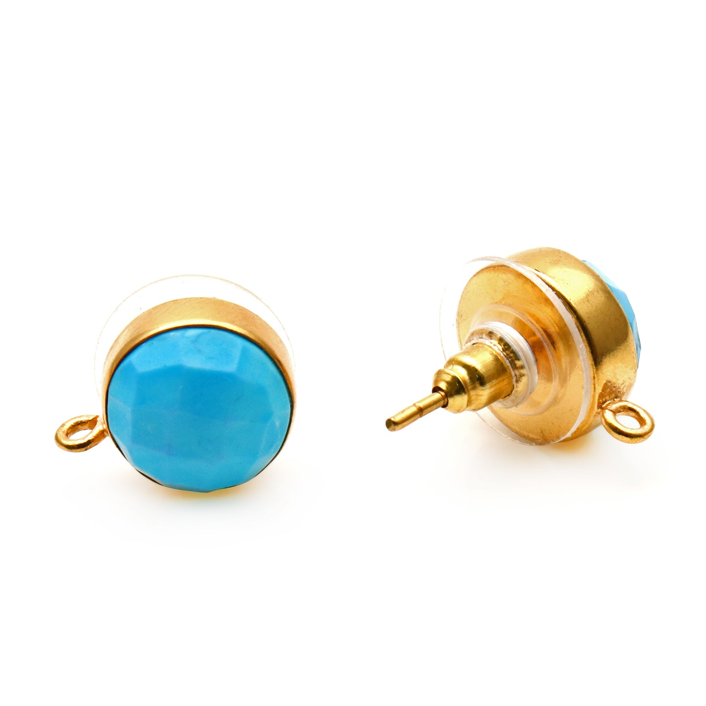 DIY Round 10mm Gold Bail Gemstone stud Earring