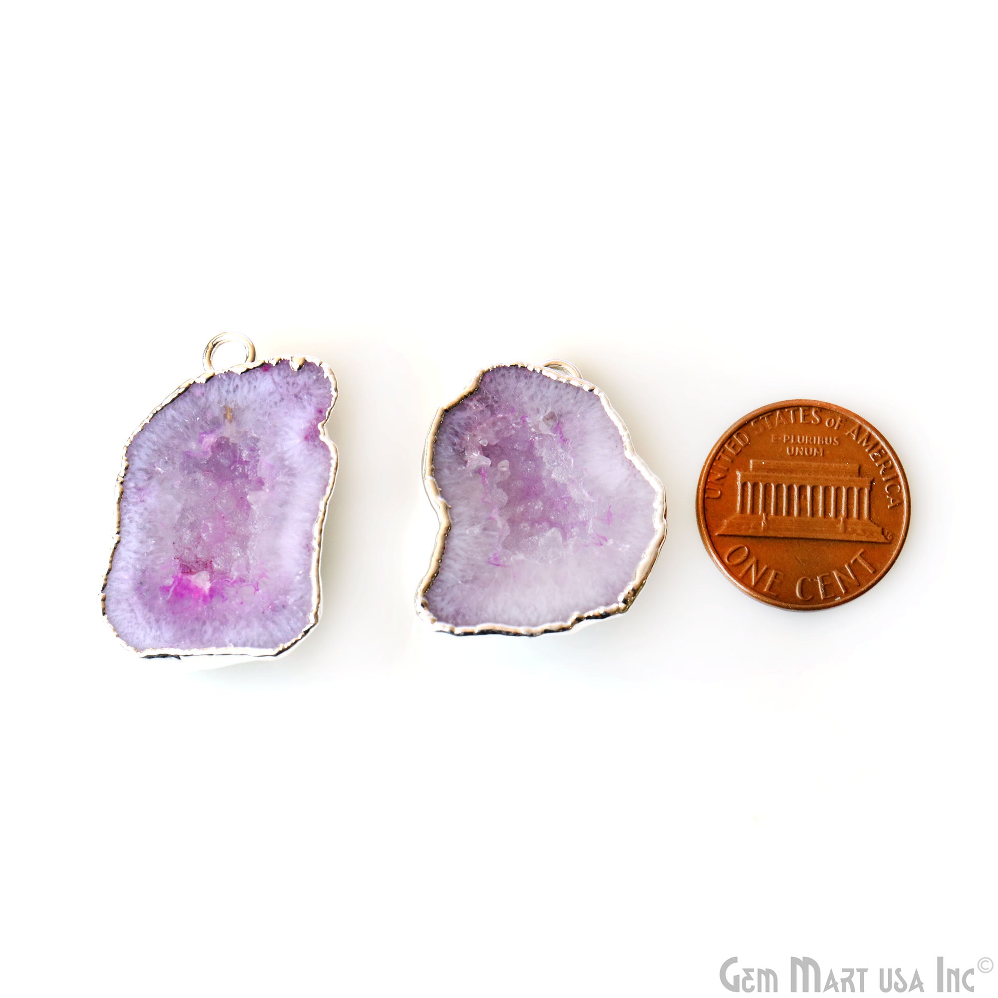 Geode Druzy 18x29mm Organic Silver Electroplated Single Bail Gemstone Earring Connector 1 Pair
