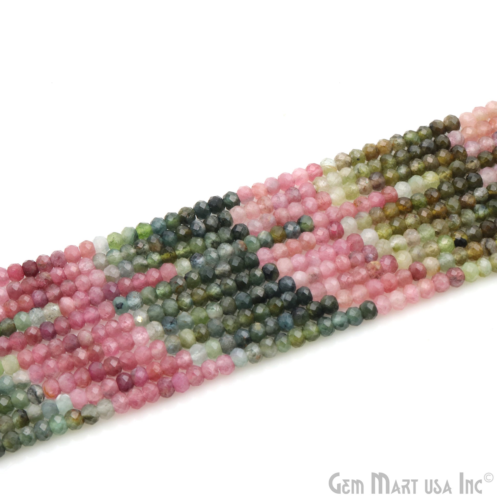 Multi Tourmaline Round Beads 3-3.5mm Gemstone Rondelle Beads - GemMartUSA