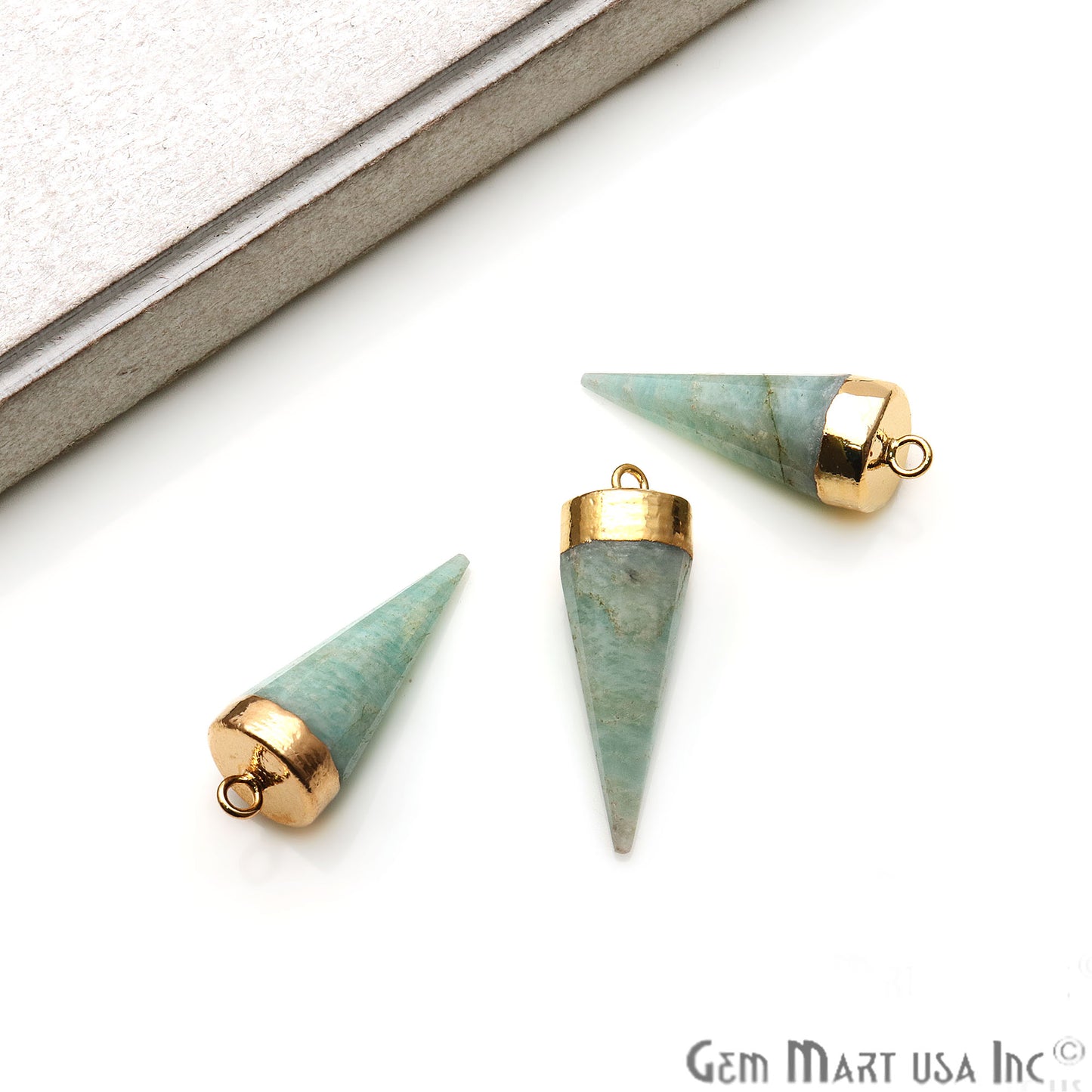 Gemstone Cone 29x10mm Gold Electroplated Single Bail Connector (Pick Stone) - GemMartUSA