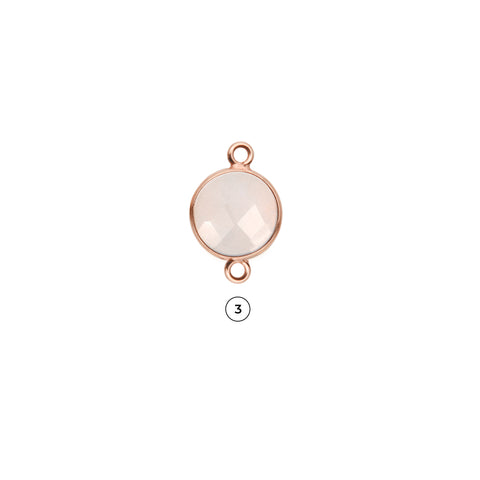 Round 6mm Double Bail Rose Gold Plated Gemstone Connector