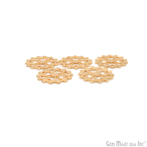 Wheel Shape Charm Laser Finding Gold Plated 20mm Charm For Bracelets & Pendants