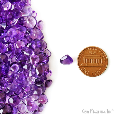 Amethyst Heart Gemstone, 6-12mm, 100 Carats, 100% Natural Faceted Loose Gems, February Birthstone