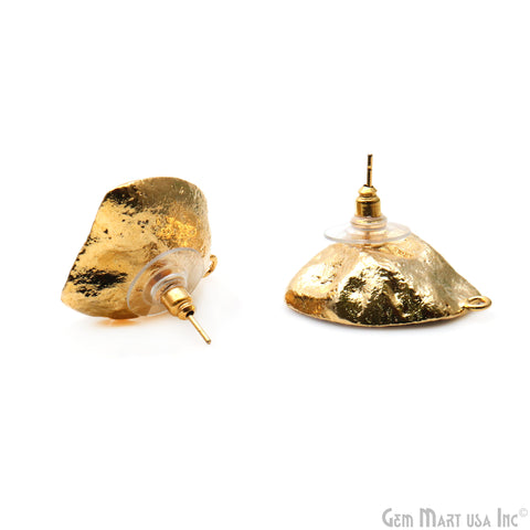 DIY Agate Slice Geode Druzy 27x21mm Gold Electroplated Loop Connector Studs Earrings