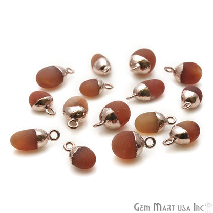 Carnelian Matte Beads Free Form 15x8mm Rose Gold Electroplated Pendant Connector - GemMartUSA