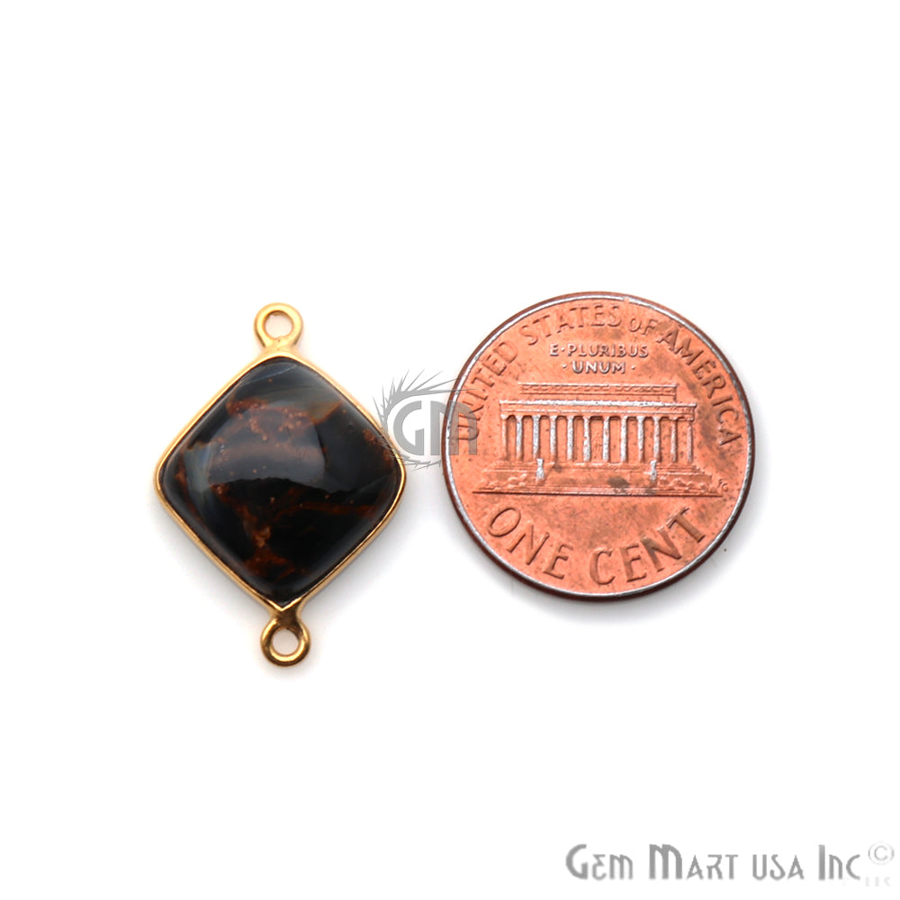 Clearance Sale 4pc Lot Pietersite Cabochon 14x20mm Gold Plated Double Bail Gemstone Connector - GemMartUSA