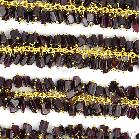 Granite Cube Beads Gold Plated Wire Wrapped Cluster DAngel Chain - GemMartUSA