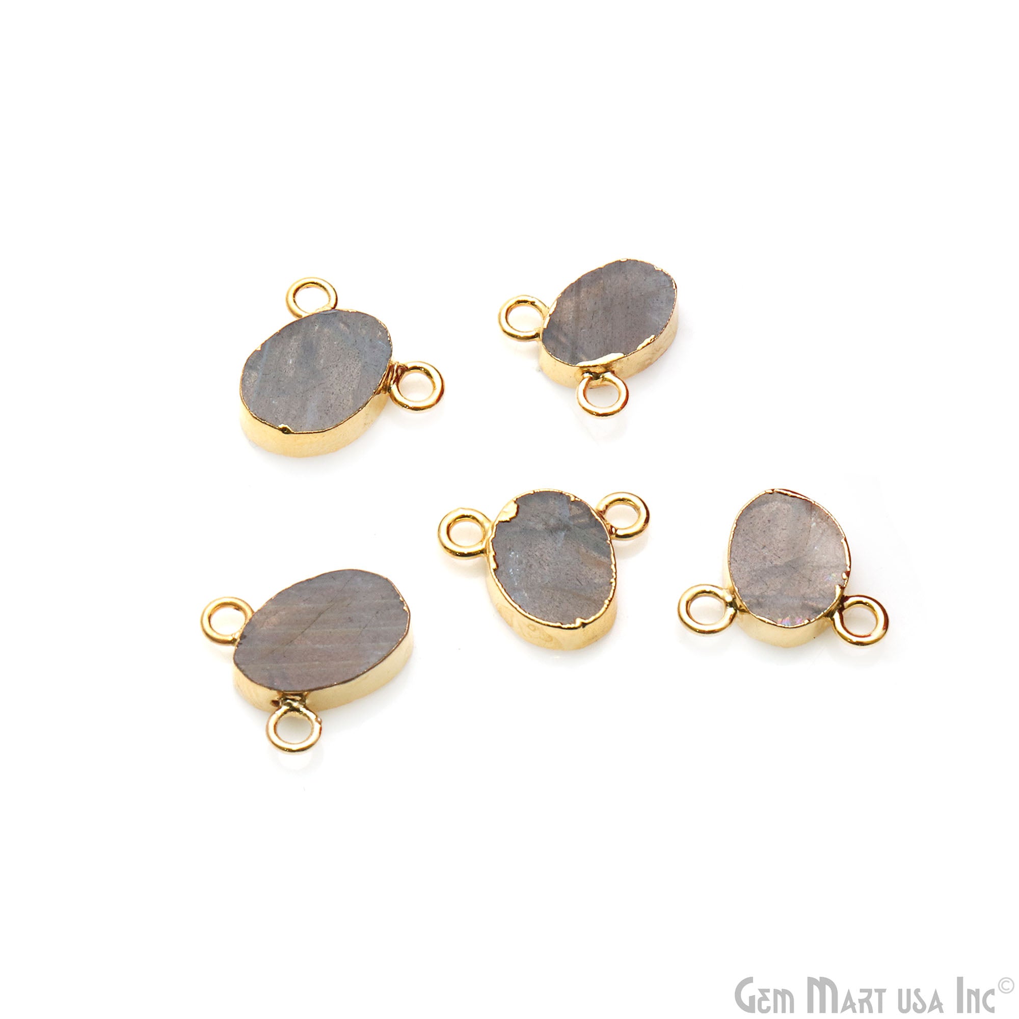 Labradorite Free Form Shape 13x11mm Gold Electroplated Connector