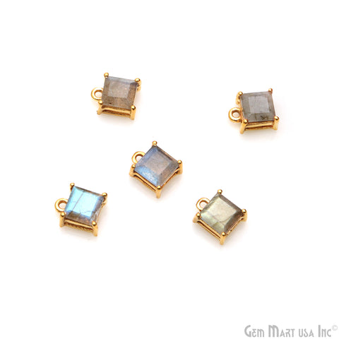 Gemstone 6mm Square Gold Plated Prong Setting Gemstone Connector