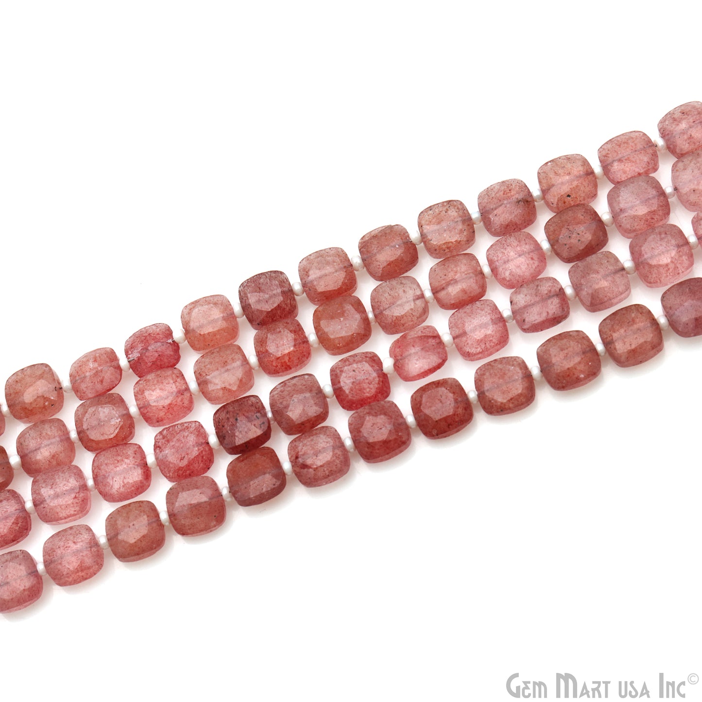 Strawberry Quartz Oval Beads, 7 Inch Gemstone Strands, Drilled Strung Briolette Beads, Oval Shape, 8mm