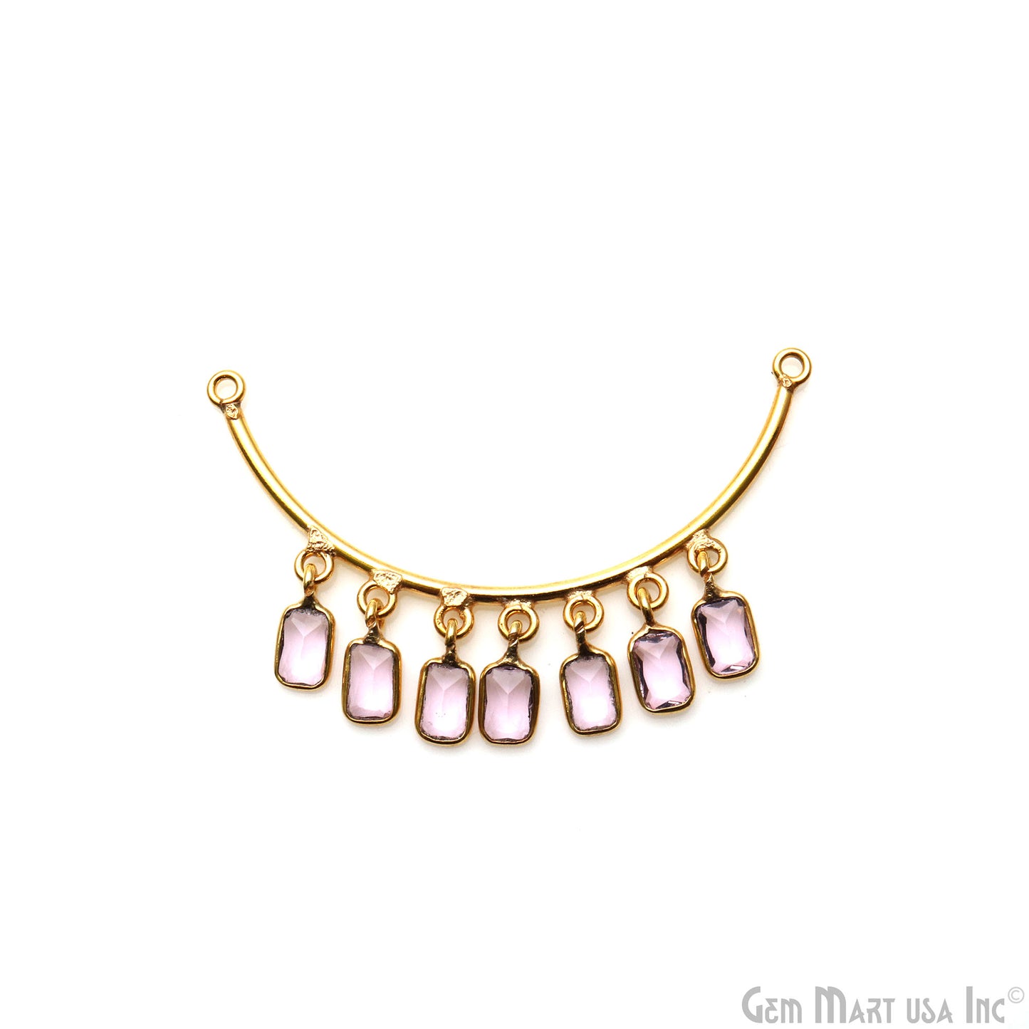 Crescent Moon Gold Plated Double Bail Octagon Chandelier Necklace