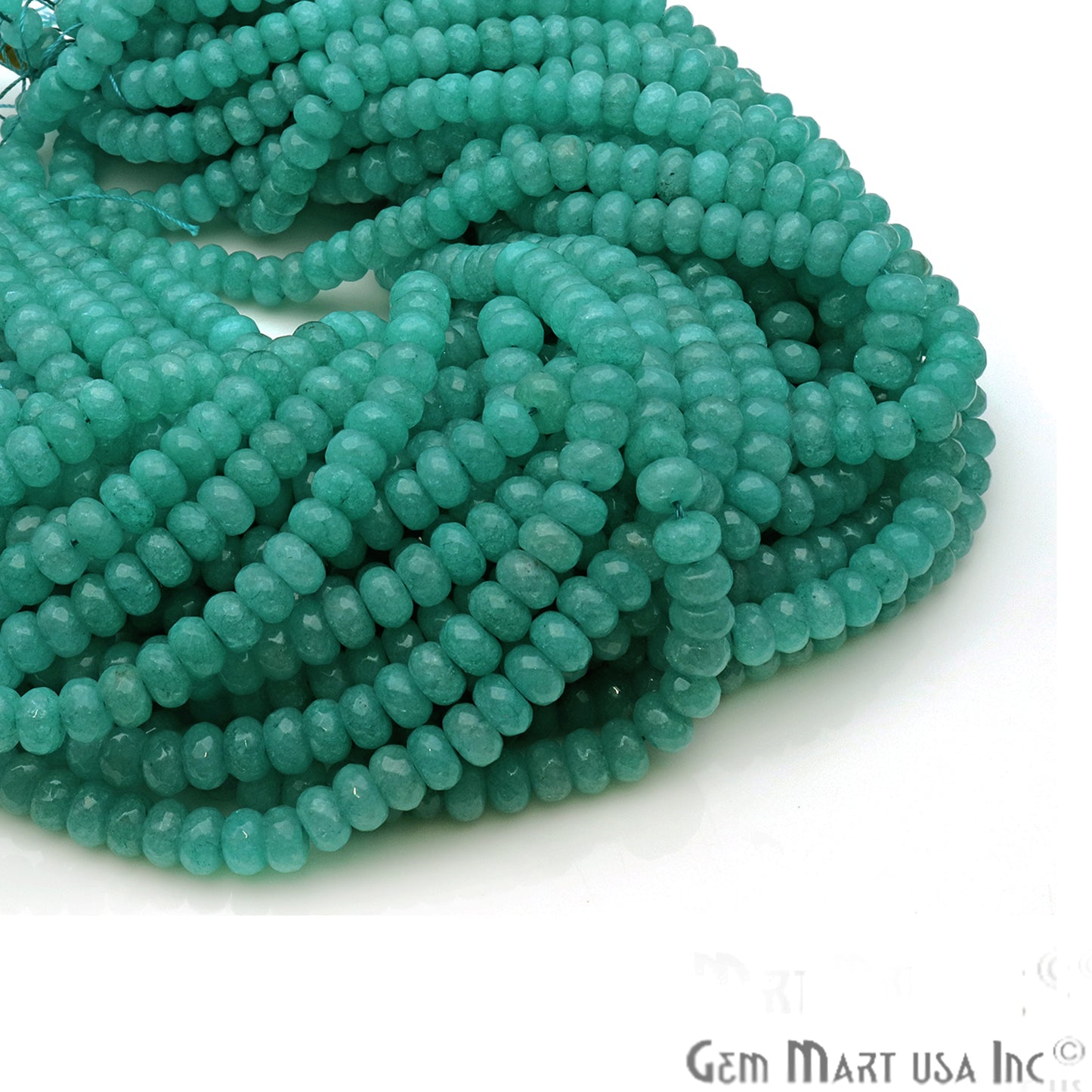 Amazonite Jade 7-8mm Faceted Rondelle Beads Strands 14Inch - GemMartUSA