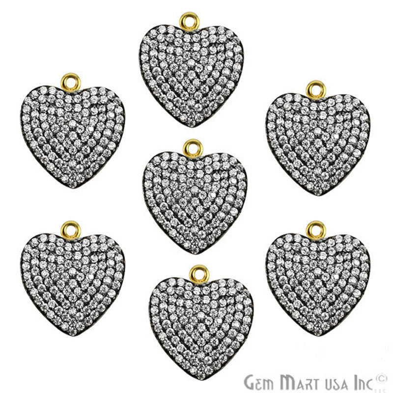 Heart' CZ Pave Gold Vermeil Charm for Bracelet & Pendants - GemMartUSA