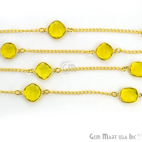Golden Lemon Topaz 10-15mm Gold Plated Link Bezel Connector Chain - GemMartUSA (764141600815)
