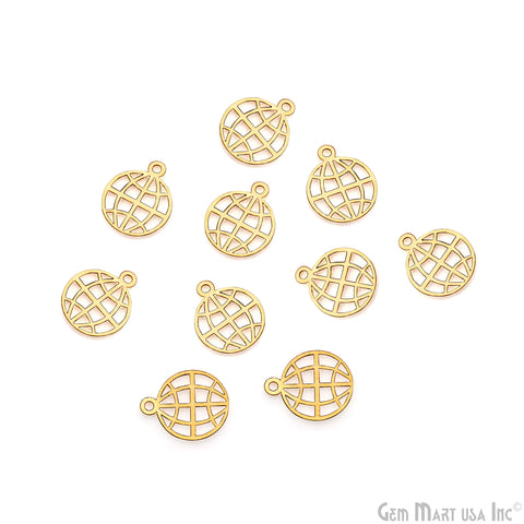 World Wide Web Logo Shape Laser Finding Gold Plated 18.8x15.3mm Charm For Bracelets & Pendants